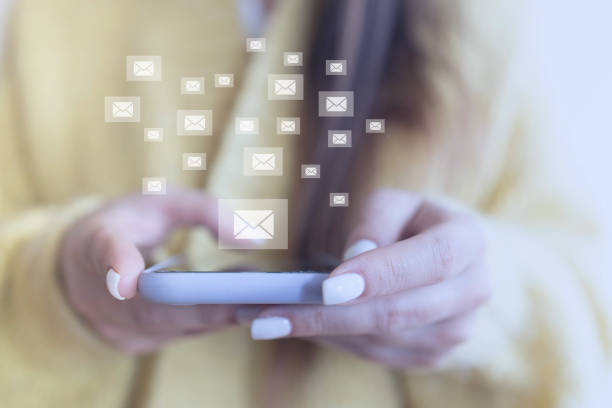 istock Women's hand typing on mobile smartphone, Live Chat Chatting on application Communication Digital Web and social network Concept. 1305483517
