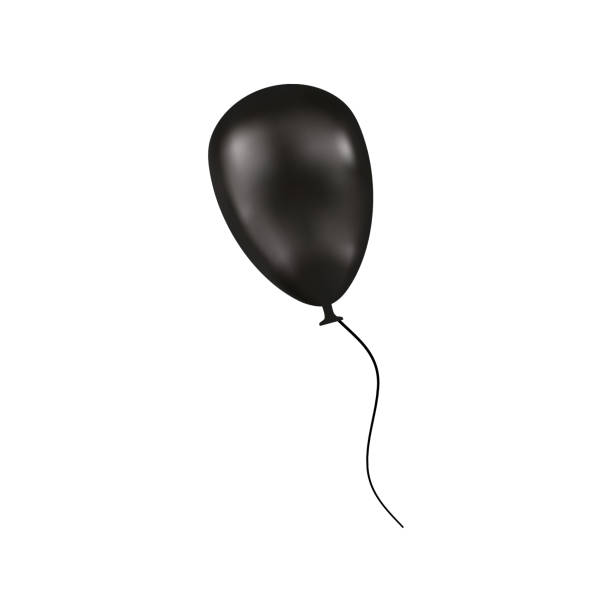istock Black ribbon with a balloon. Vector illustration isolated on white background 1305483969