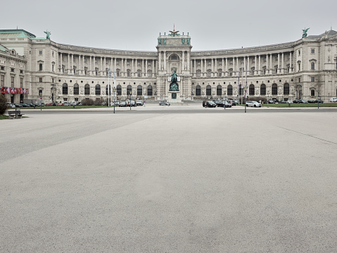 Vienna, Austria, November 26, 2020, Nobody is there, the big space of the Vienna Heldenplatz without people
