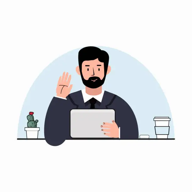Vector illustration of Businessman With Hand On His Chest Making a Promise
