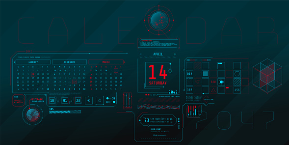 Hud Time Interface Composition Of Computer Hud Interface With Calendar Stock Illustration ...