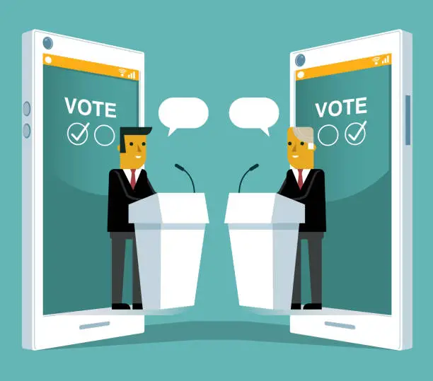 Vector illustration of On-line Voting - Businessmen