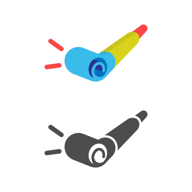 party blower icon. - birthday favors stock-grafiken, -clipart, -cartoons und -symbole