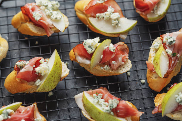 Italian appetizers on dark background