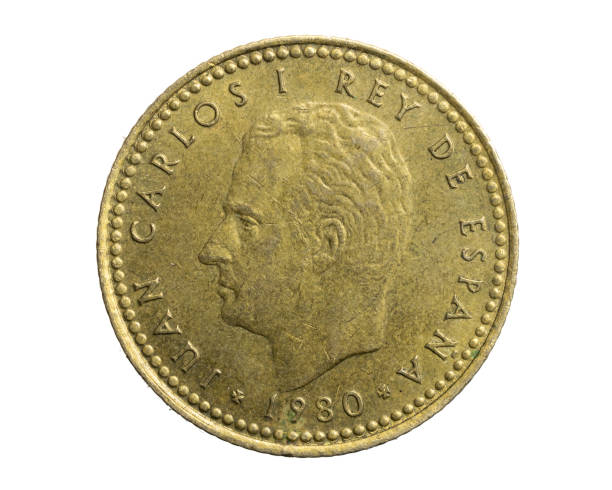 istock Spain one pta coin on white isolated background 1305496494