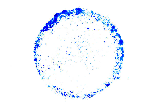 istock Blue color ink in round shape textured background as stamp or frame with copy space 1305497867