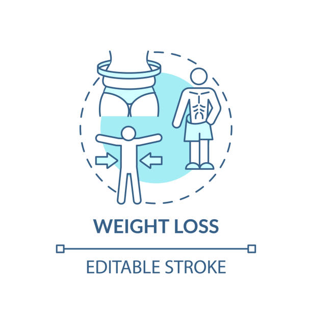 ilustraciones, imágenes clip art, dibujos animados e iconos de stock de icono del concepto de pérdida de peso - malnourished