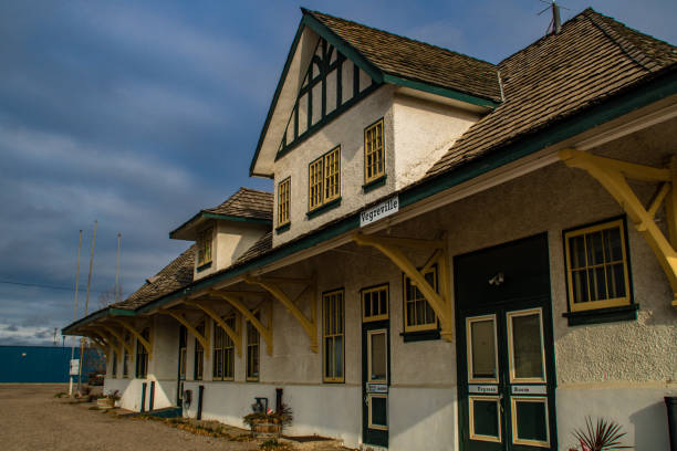 istock Old train station on the prairies. Vegerville, Albeerta, Canada 1305498307