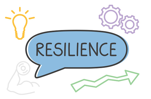 resilience word written in speech bubble- vector illustration
