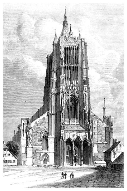 ilustrações de stock, clip art, desenhos animados e ícones de ulm minster tallest church of the world germany 1862 - 1862