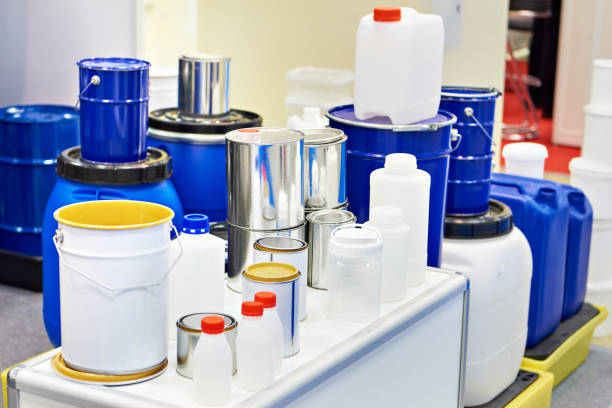 istock Metal and plastic containers for paint 1305503951