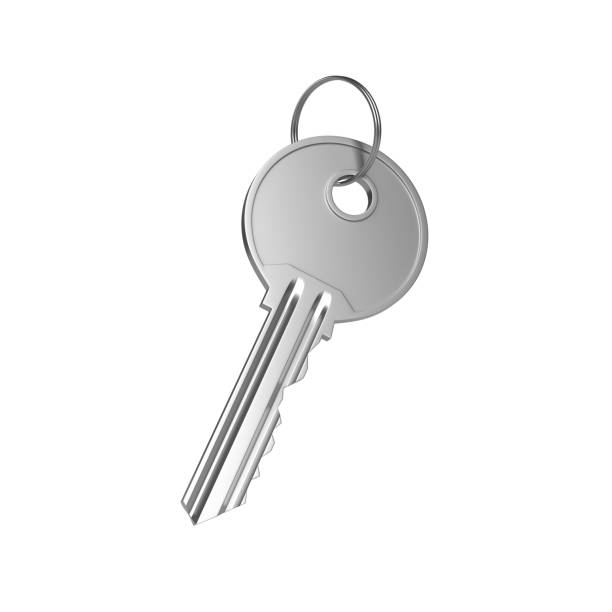 istock Nickel door key with ring isolated on white background 1305505524