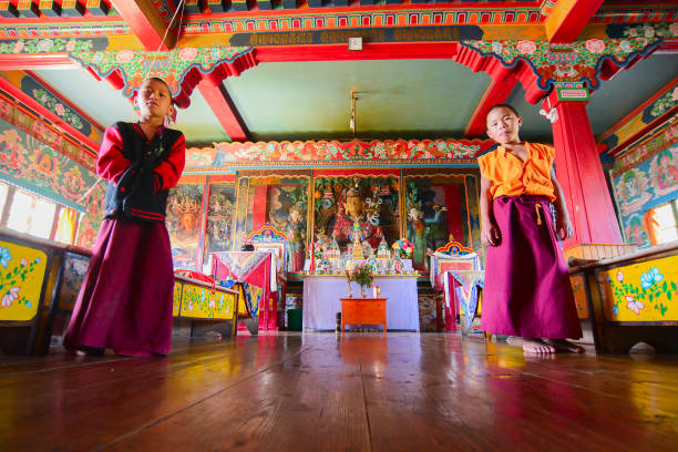 rinchenpong monastery, sikkim, india - tanka imagens e fotografias de stock