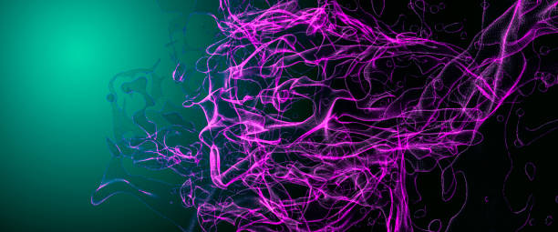 istock Wireframe abstract art floating and creating swirling shapes 3d render 1305507694