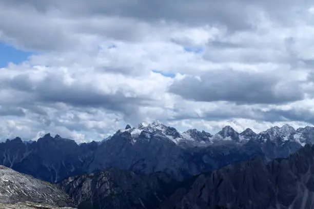 View over the mountains on a cloudy day in South-Tirol, Italy.