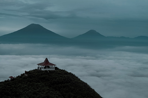 Temple above the clouds from top mountain