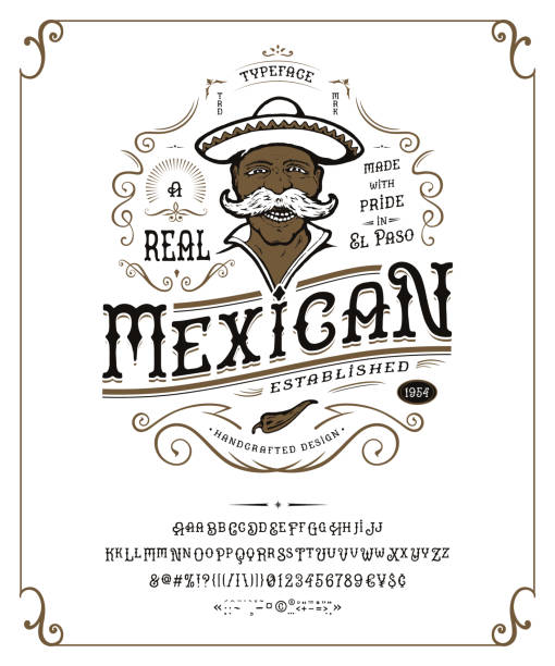 illustrations, cliparts, dessins animés et icônes de police mexicaine. concevoir rétro conception de police de caractères vintage. - beer from a to z