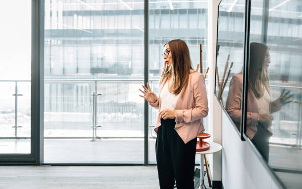 istock Businesswoman making a presentation to the team 1305517563