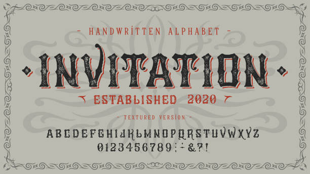 schrifteinladung. handwerk retro vintage-design - magic hour stock-grafiken, -clipart, -cartoons und -symbole