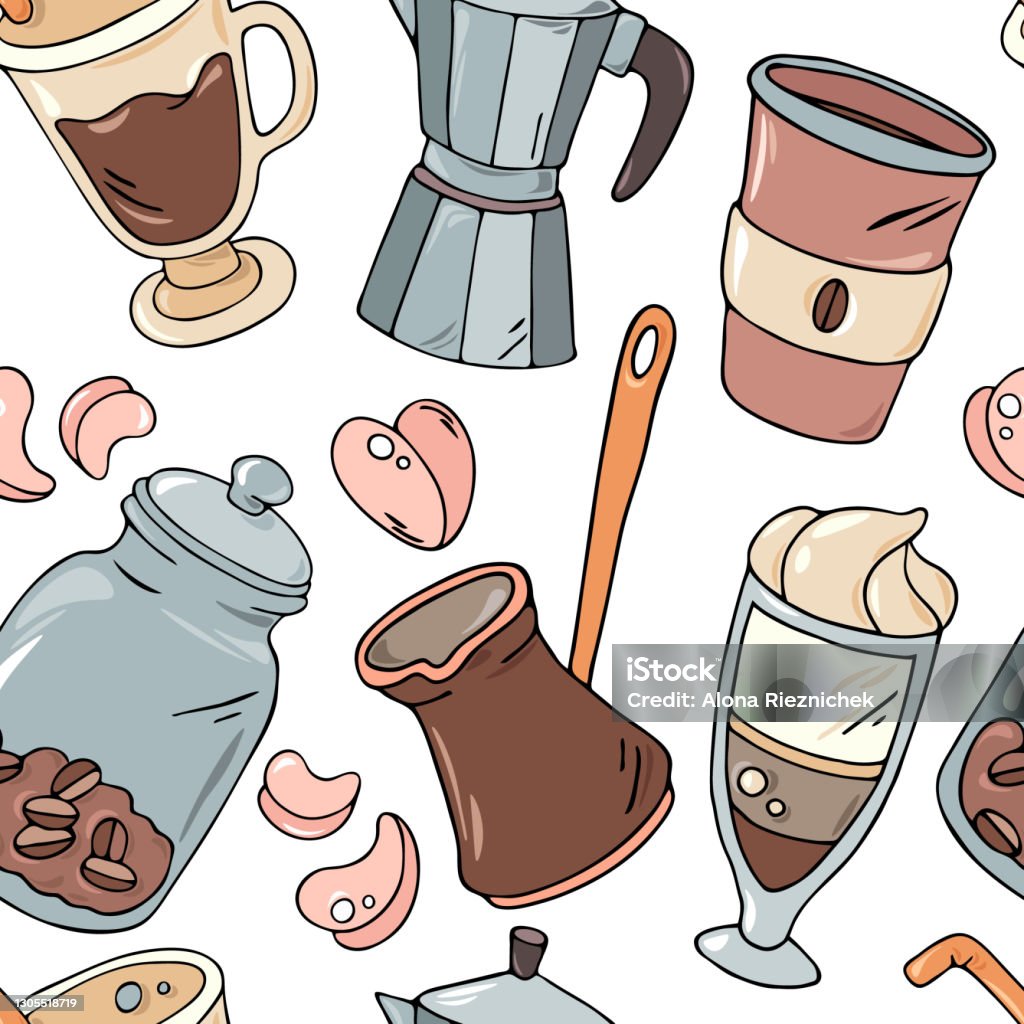 Cafe Items Graphics Cafe Items Seamless Pattern Vector Illustration Stock Illustration ...