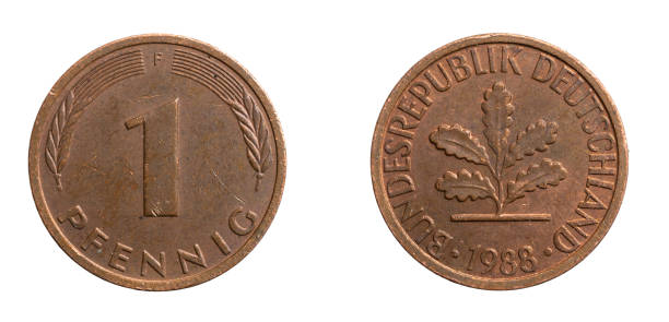 istock Germany one pfennig coin on a white isolated background 1305523869