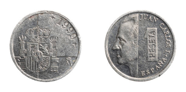 istock Spain one peseta coin on white isolated background 1305523899
