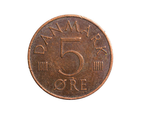 istock Denmark five ore coin on a white isolated background 1305523911
