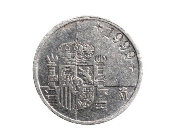 istock Spain one peseta coin on white isolated background 1305523925