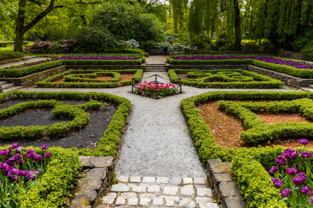 istock Small square in park with plants in card symbols shape 1305524431