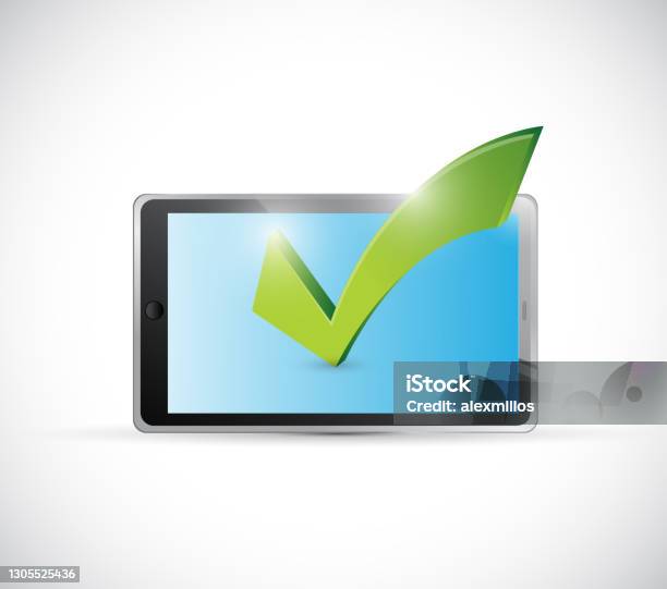 Checker Using Tablet Tablet And A Green Check Mark Illustration Design Stock Illustration ...