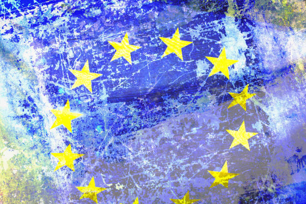 european union flag - european union flag european community photography textured effect imagens e fotografias de stock