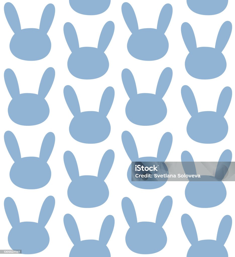 Adult Pattern Rabbit Face Vector Seamless Pattern Of Flat Doodle Rabbit Bunny Face Silhouette ...