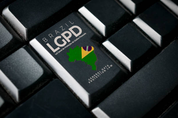 LGPD (brazilian data protection law) concept: a black computer keyboard with Brazil flag and the text Brazil LGPD lei geral de proteção de dados pessoais general data protection law LGPD (brazilian data protection law) concept: a black computer keyboard with Brazil flag and the text Brazil LGPD lei geral de proteção de dados pessoais general data protection law cristian stock pictures, royalty-free photos & images