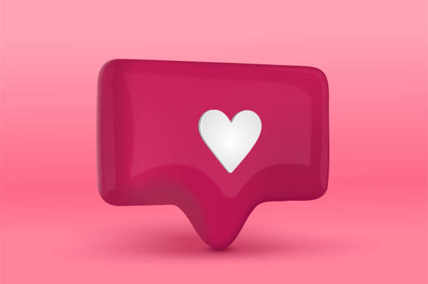 значок уведомления в социальных сетях с символом сердца - romance three dimensional digitally generated image ideas stock illustrations