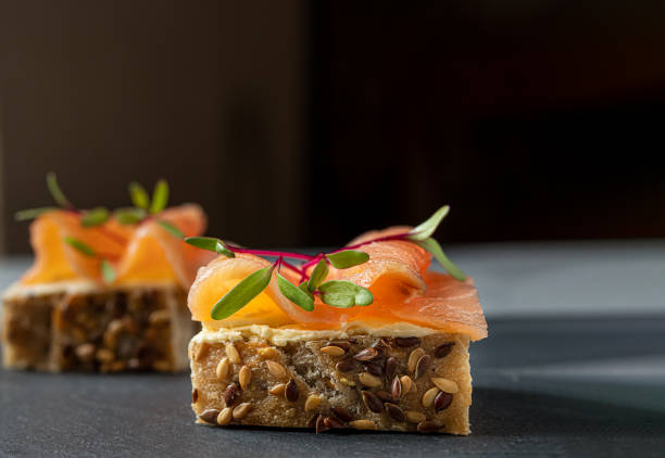 Healthy toasts with microgreens