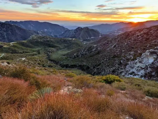 Sunset from the Josephine Peak Trail in Angeles National Forest near Los Angeles