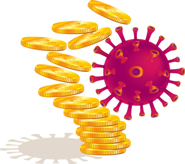istock Vector illustration of a concept falling income due to coronavirus. Financial crisis and market decline. 1305539978