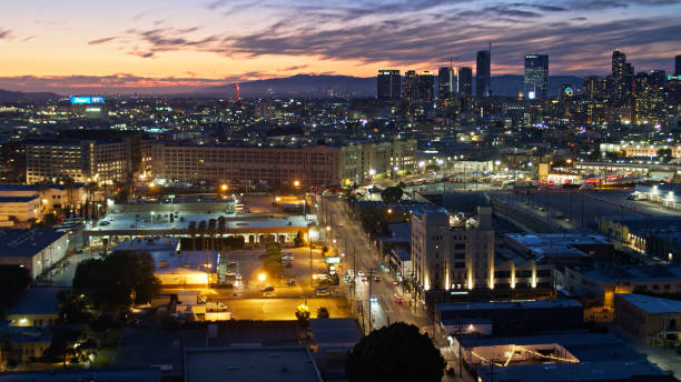 istock Los Angeles at Nightfall - Aerial 1305540750