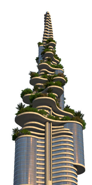 istock Futuristic Green City Close-up Architecture 1305549799
