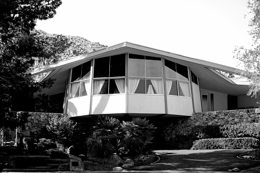 Palm Springs,California, USA- February 17,2015: Mid Century Modernism Home where Elvis and Priscilla Presley spent their Honeymoon in the 1960's.  Originally called \