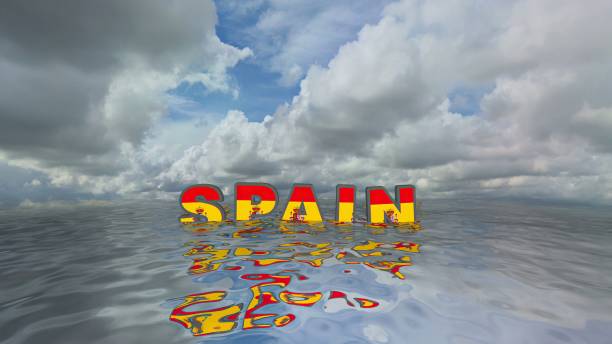 istock Spain 3d illustration text floating on water vacation concept 1305555612