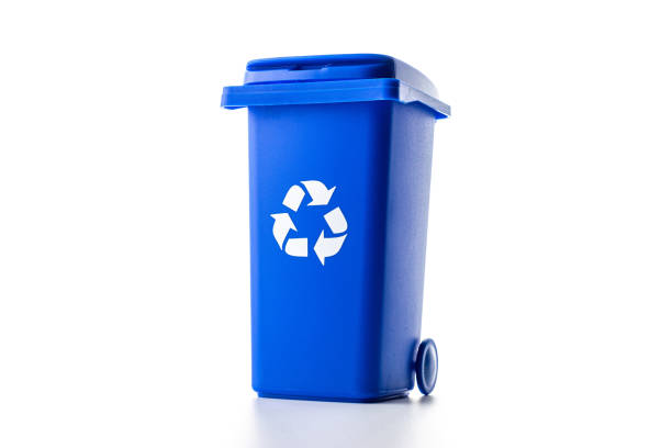 istock Separation recycle. Blue dustbin for recycle paper trash isolated on white background. Bin container for disposal garbage waste and save environment. 1305562793