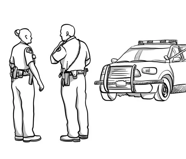 Vector illustration of Sheriff Male And Female Officers