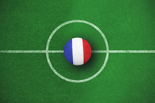 Football in france colours against soccer field plan