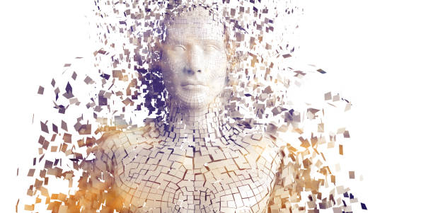 istock Close-up of pixelated gray 3d man 1305573086