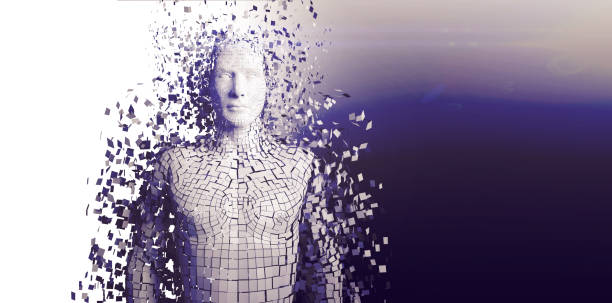 istock Close-up of pixelated gray 3d man 1305573863
