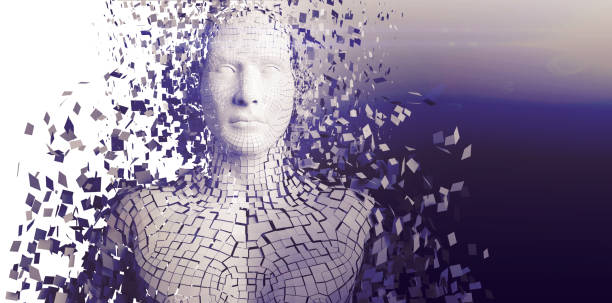 istock Close-up of pixelated gray 3d man 1305573871