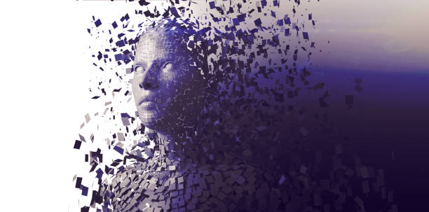 istock Close-up of gray pixelated 3d female 1305573909