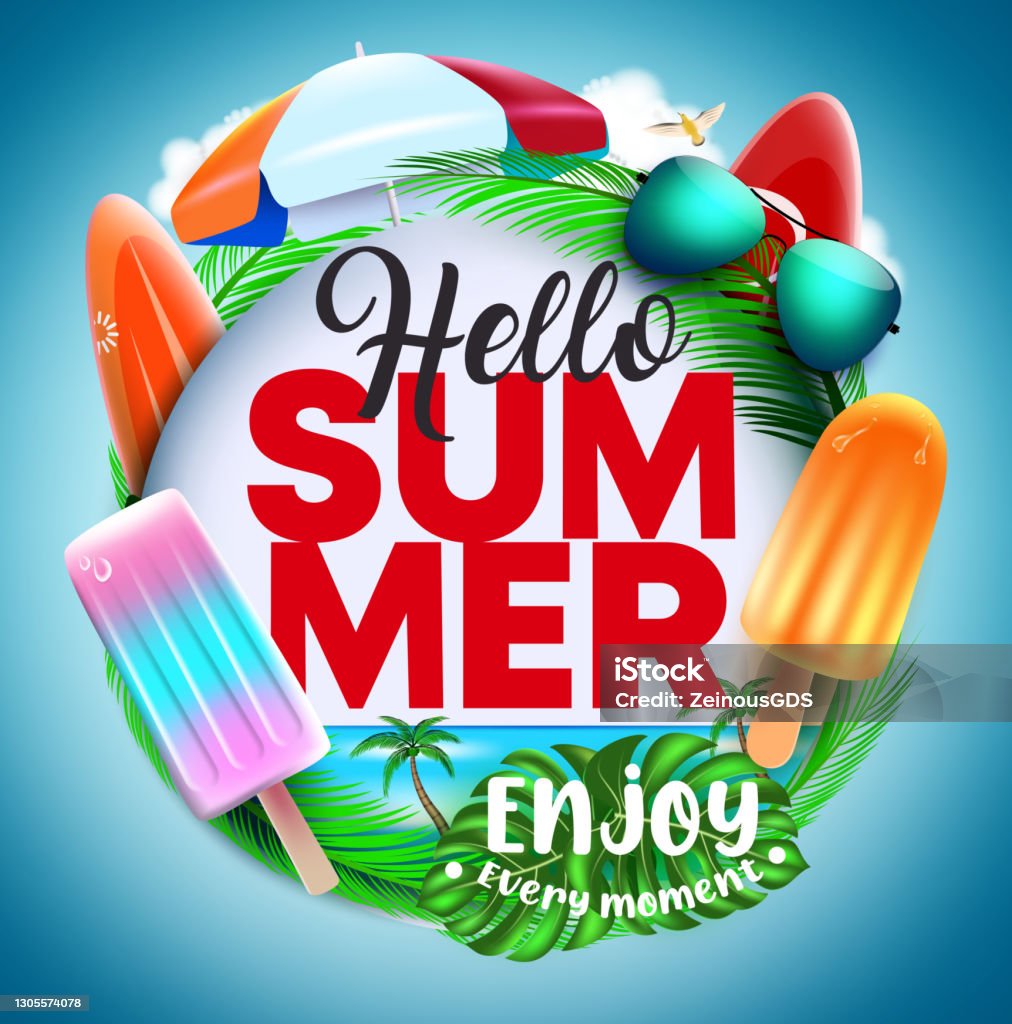 Hello Summer Target Hello Summer Vector Concept Design Hello Summer Text In Circle Badge ...