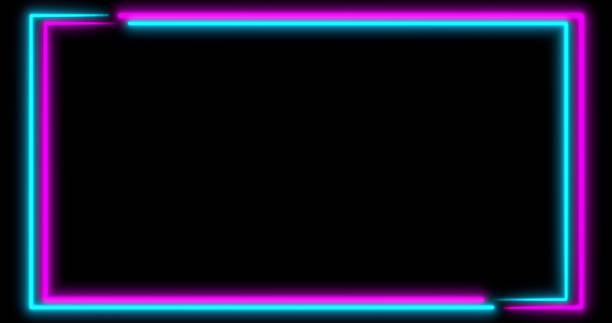 istock Neon background with LED frame screens. Fluorescent abstract blue, purple color, 3D illustration 1305577296